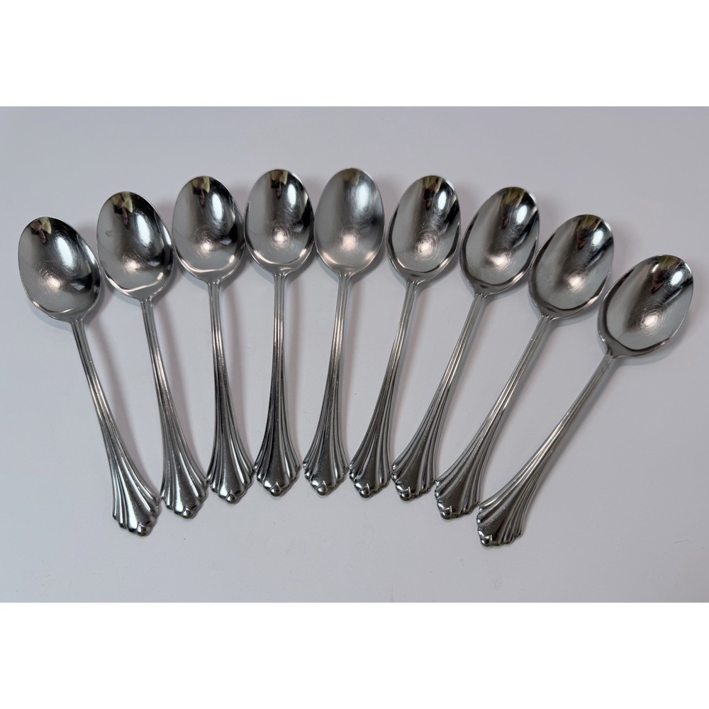 9 Oval Soup Spoons BANCROFT by Oneida Stainless Steel Flatware USA 6 7/8"